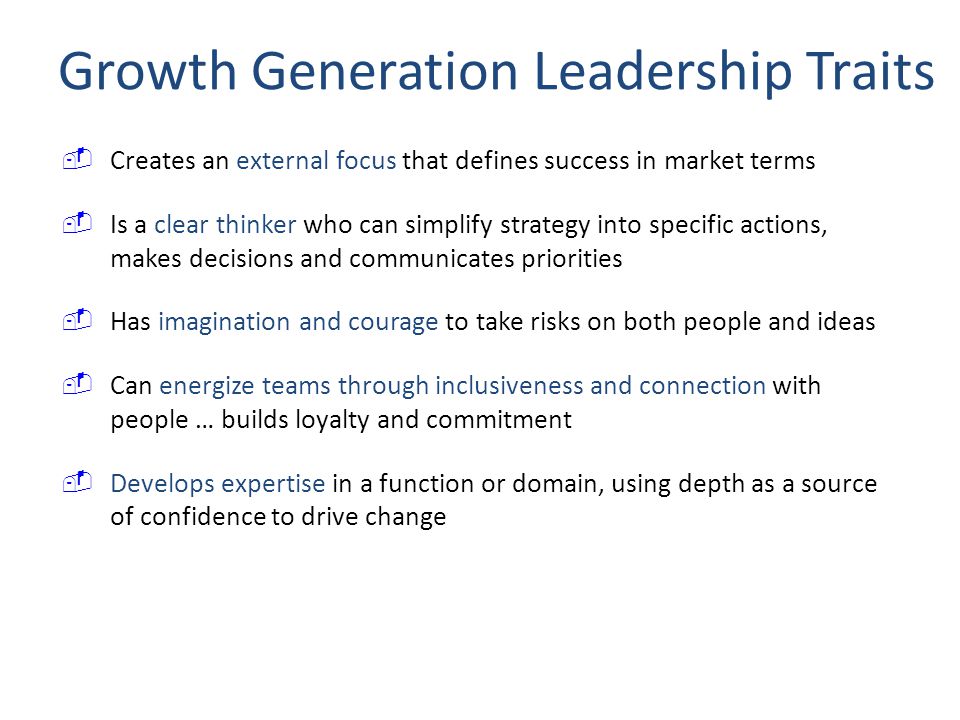 Growth Generation Leadership Traits
