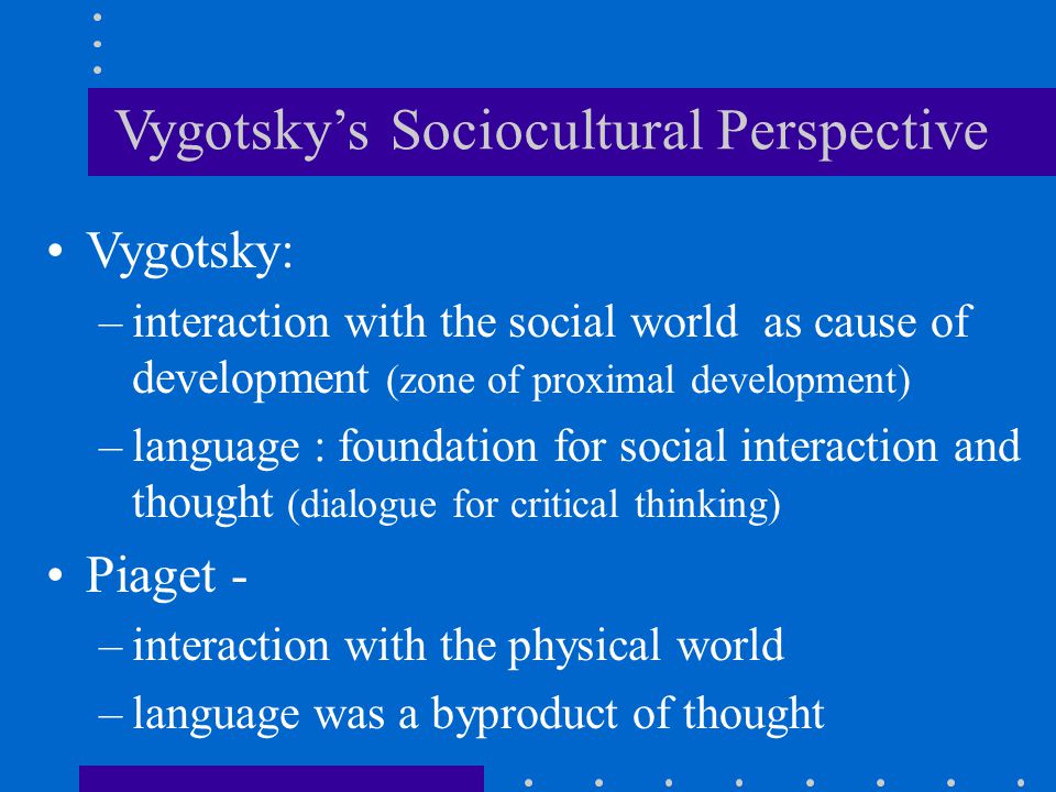 Vygotsky’s Sociocultural Perspective
