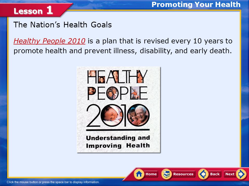 The Nation’s Health Goals
