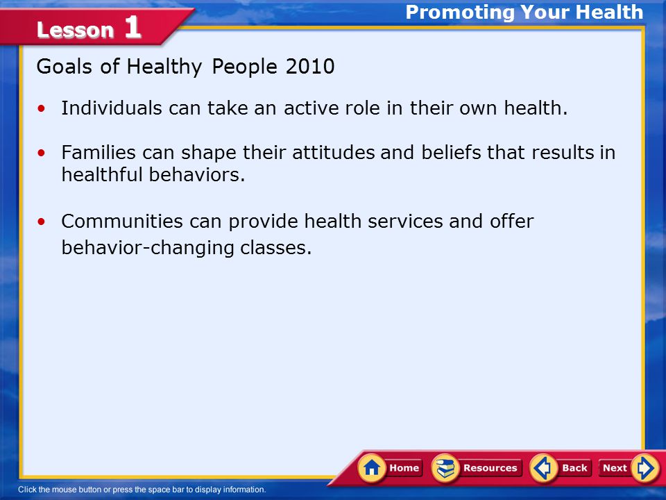 Goals of Healthy People 2010
