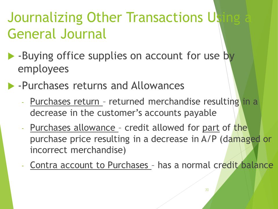 Journalizing Other Transactions Using a General Journal