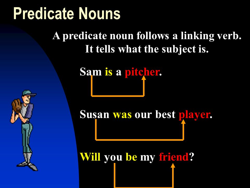 A predicate noun follows a linking verb. It tells what the subject is.