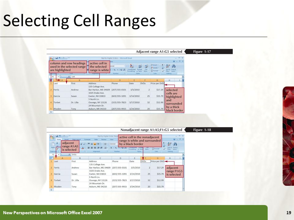 Selecting Cell Ranges New Perspectives on Microsoft Office Excel 2007