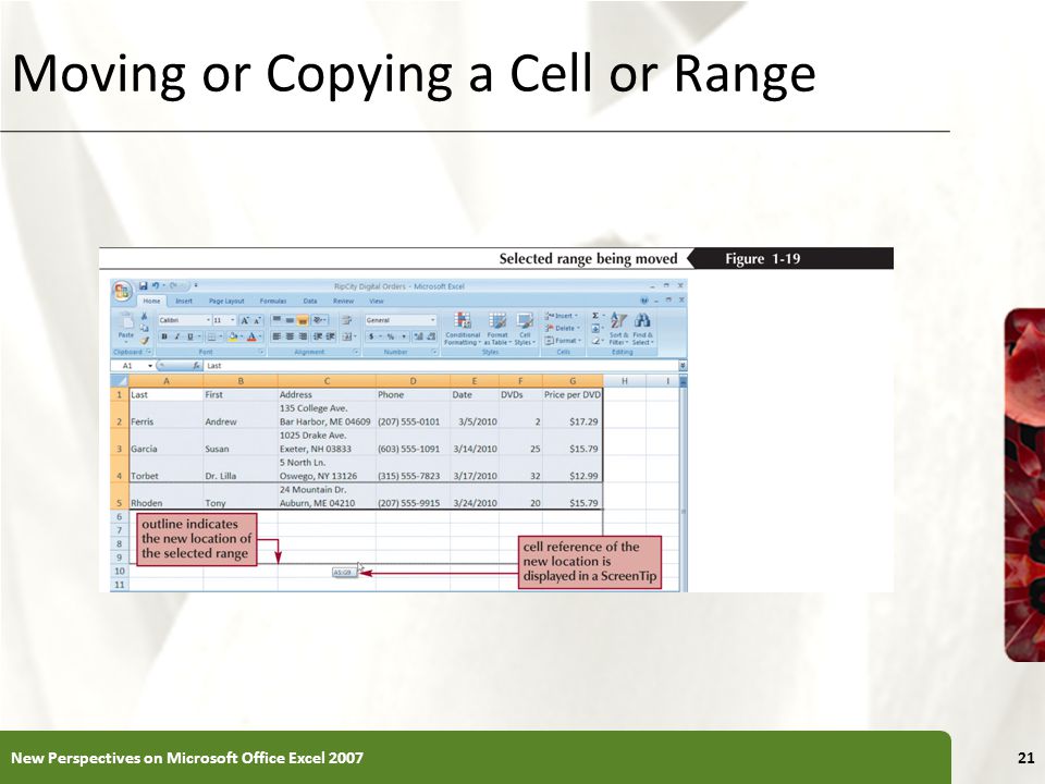 Moving or Copying a Cell or Range