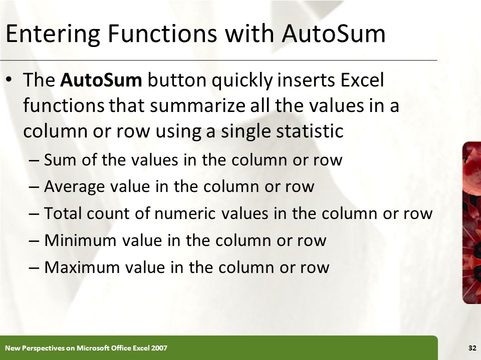 Entering Functions with AutoSum