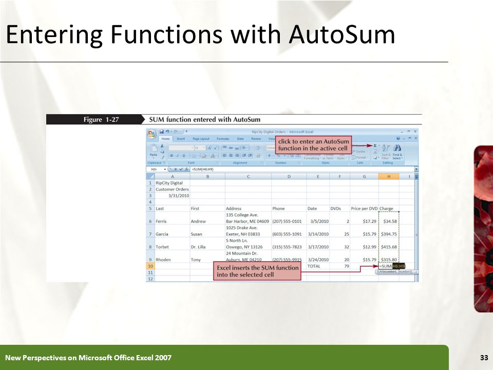 Entering Functions with AutoSum