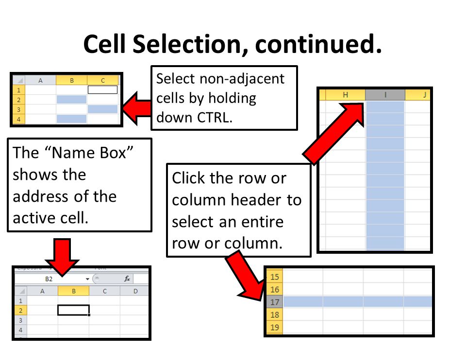 Cell Selection, continued.
