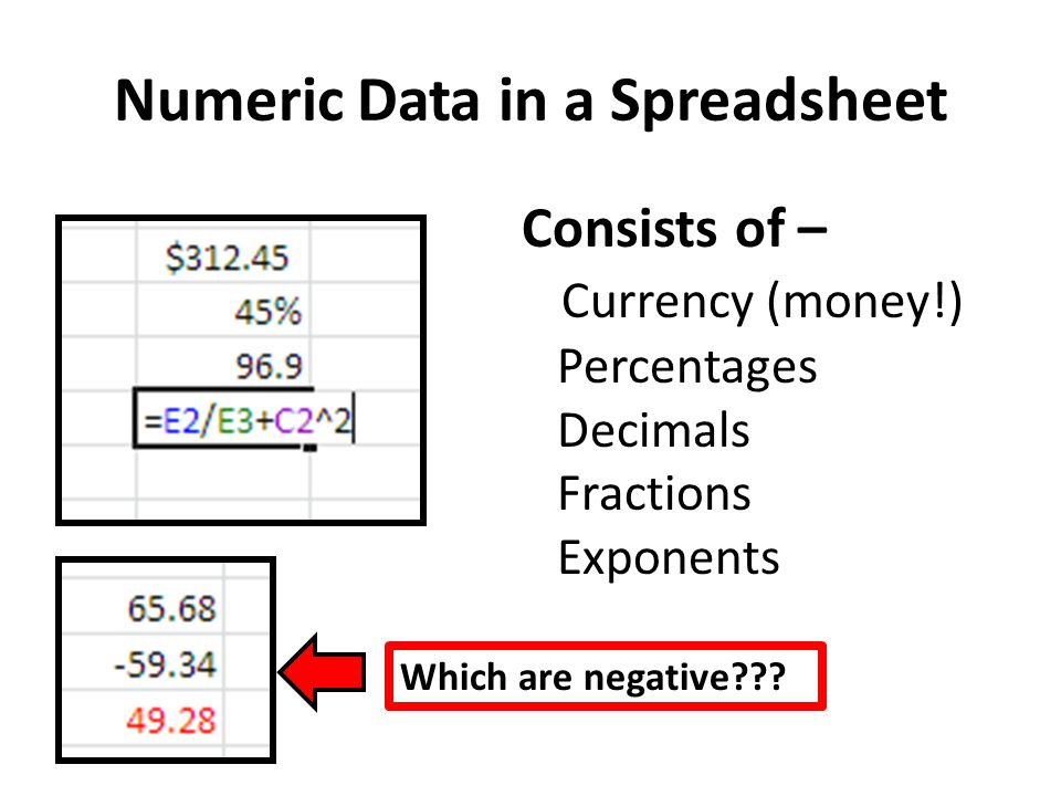 Numeric Data in a Spreadsheet