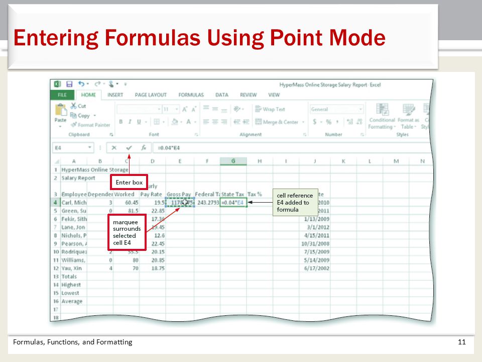 Entering Formulas Using Point Mode