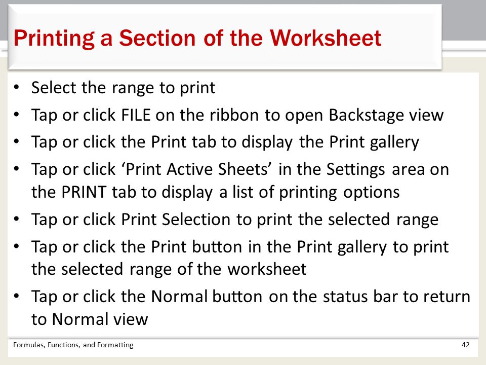 Printing a Section of the Worksheet