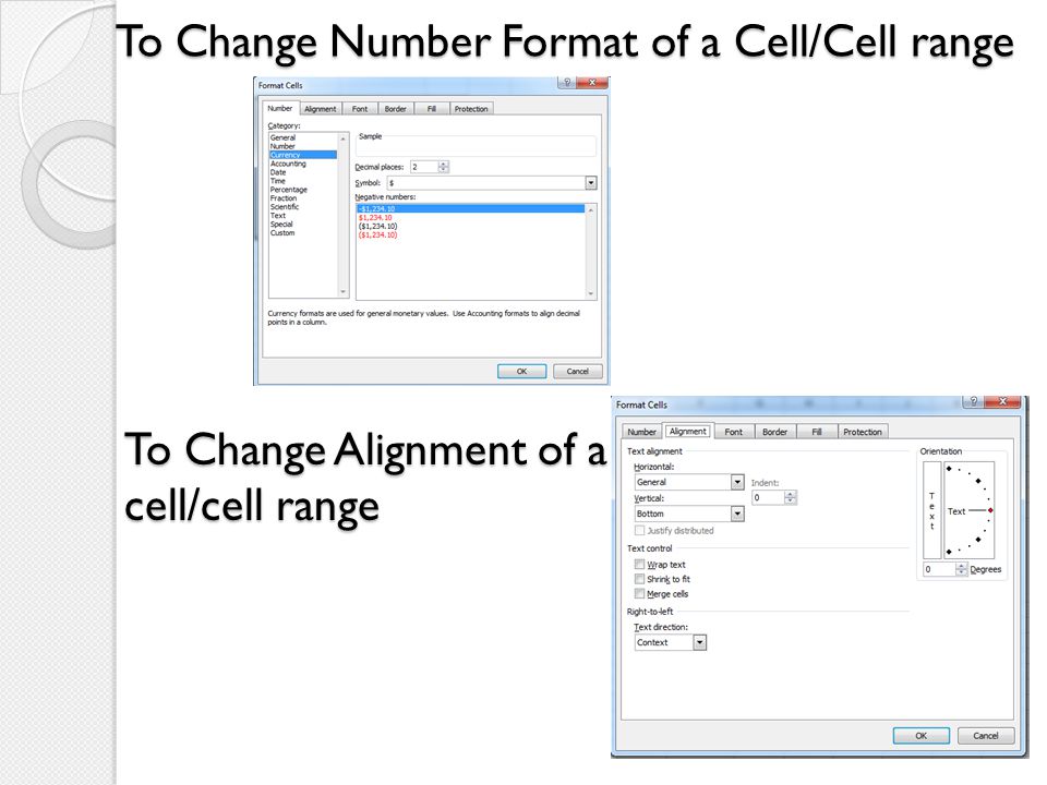 To Change Number Format of a Cell/Cell range