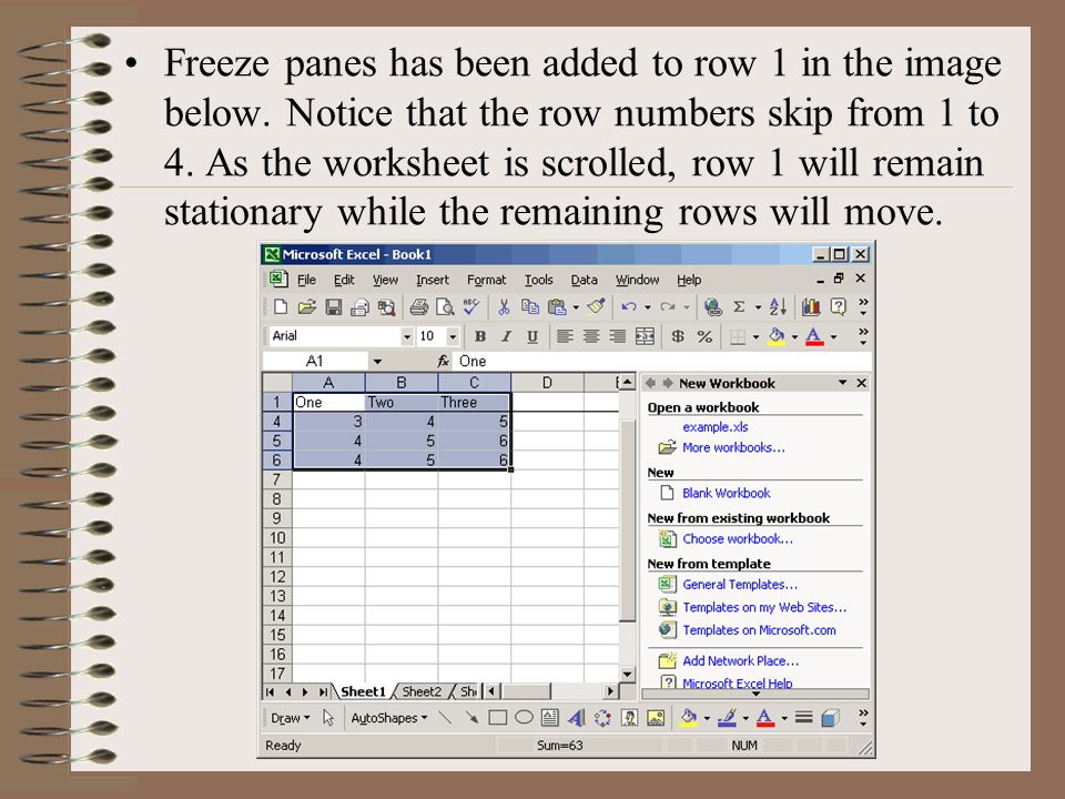 Freeze panes has been added to row 1 in the image below