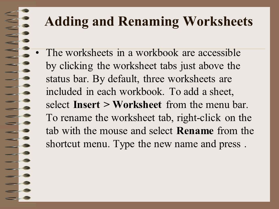 Adding and Renaming Worksheets