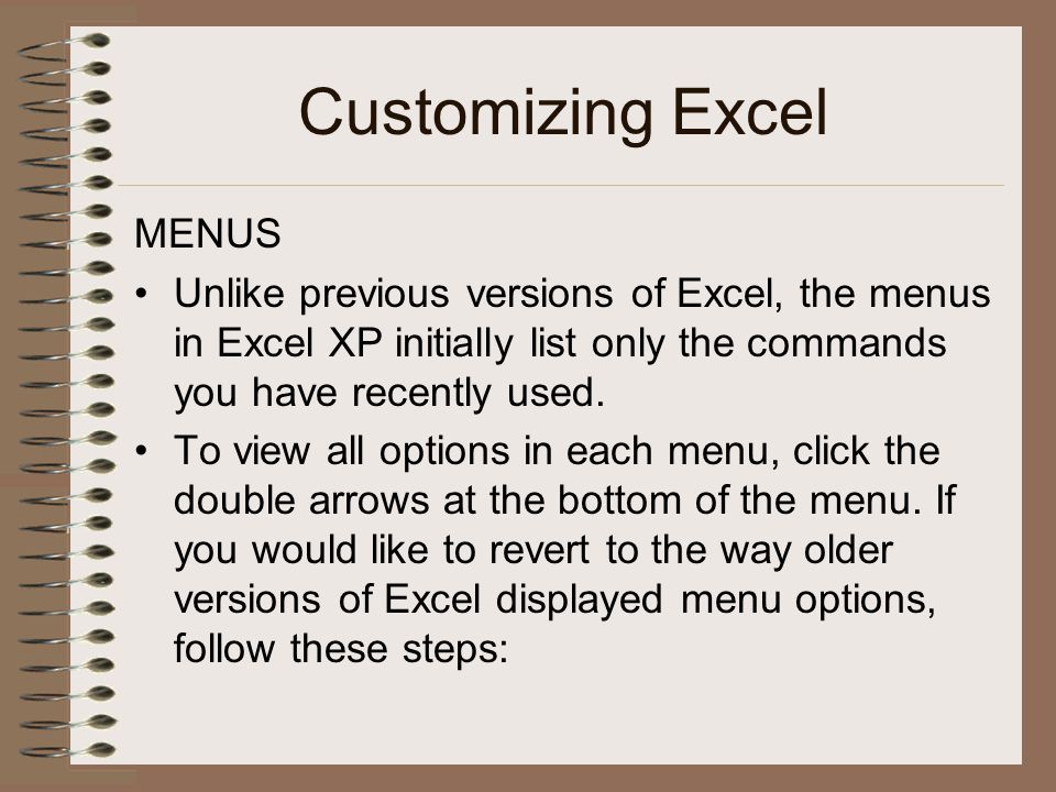 Customizing Excel MENUS