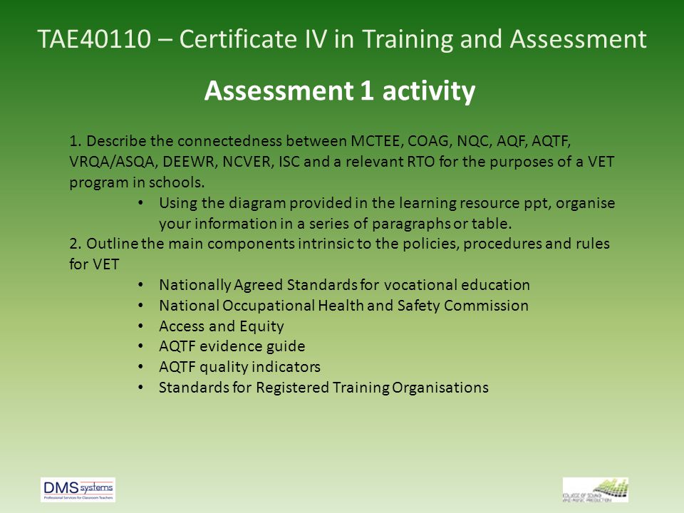 Tae40110 Certificate Iv In Training And Assessment Ppt Video