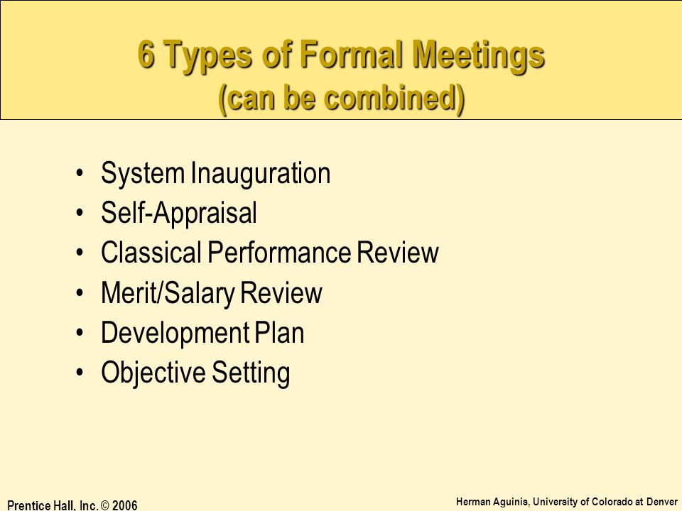 6 Types of Formal Meetings (can be combined)