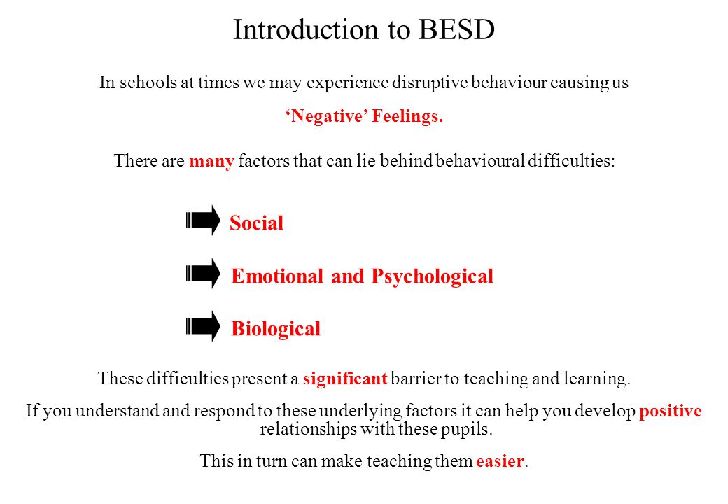 behavioural emotional and social difficulties besd