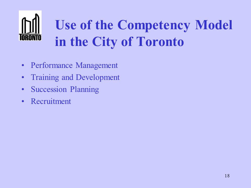 Use of the Competency Model in the City of Toronto