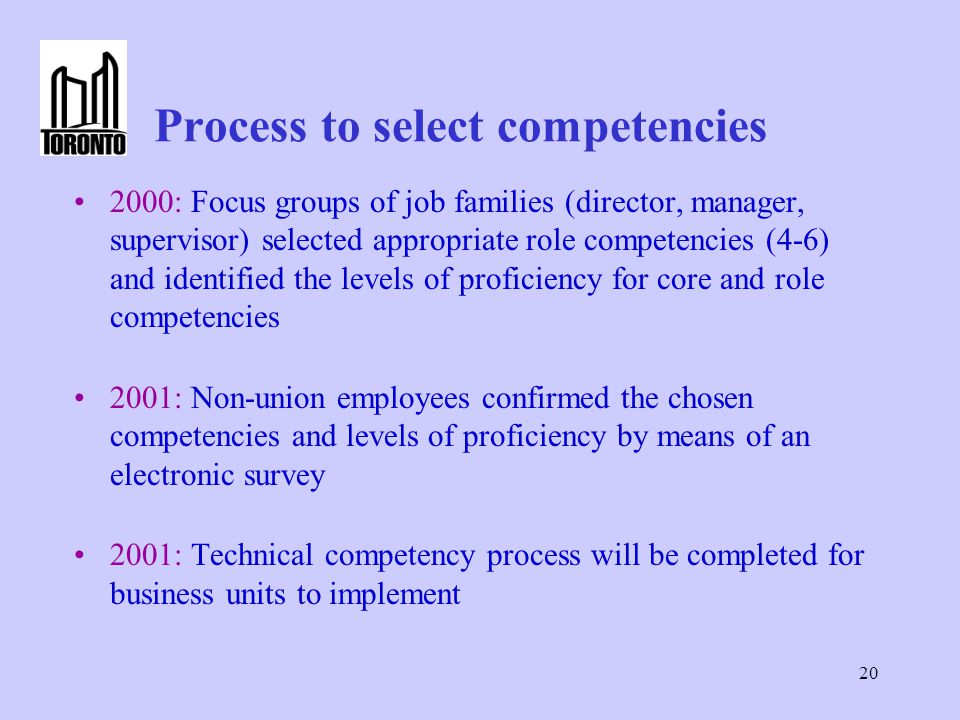 Process to select competencies