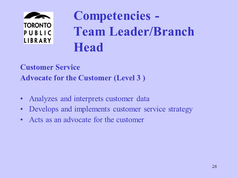 Competencies - Team Leader/Branch Head