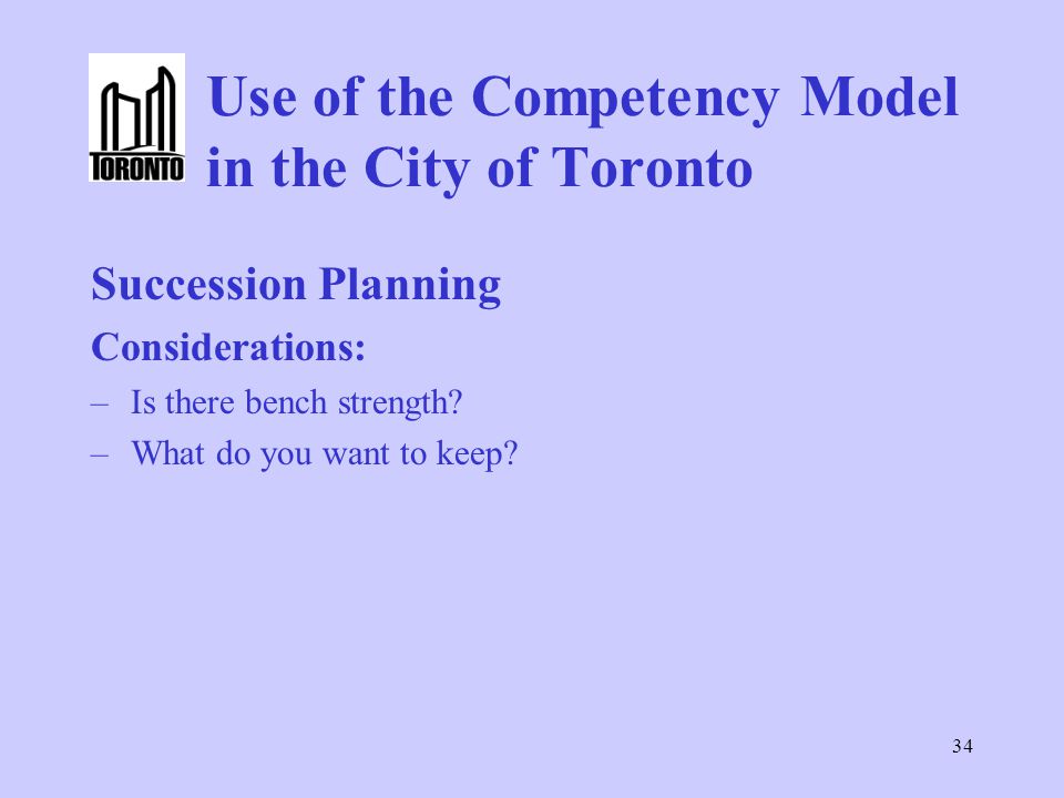 Use of the Competency Model in the City of Toronto