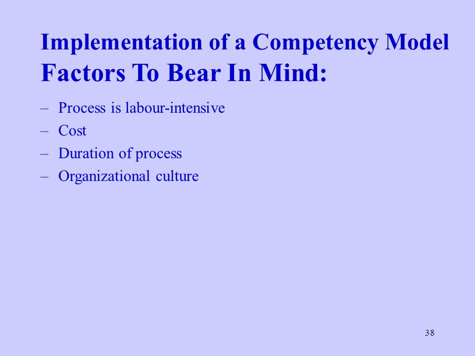 Implementation of a Competency Model Factors To Bear In Mind: