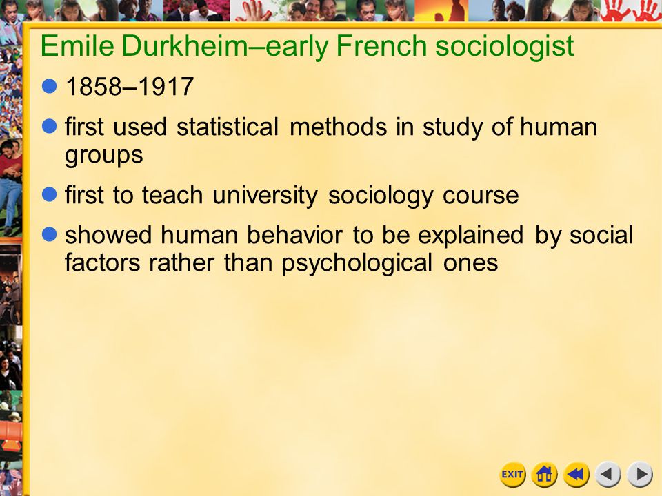 Emile Durkheim–early French sociologist