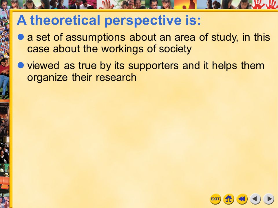 A theoretical perspective is: