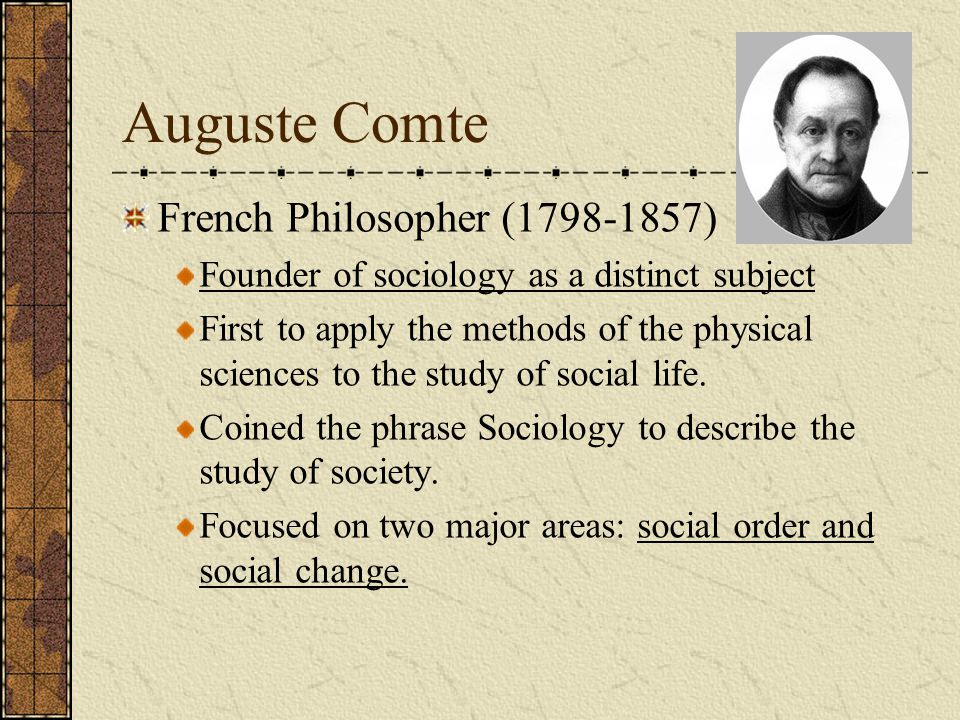 Auguste Comte French Philosopher ( )