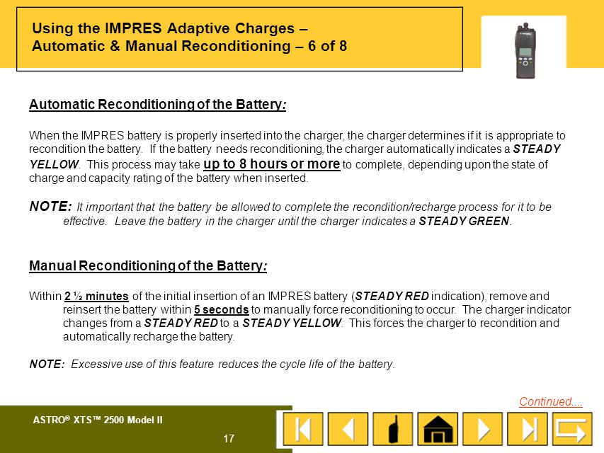 Using the IMPRES Adaptive Charges – Automatic & Manual Reconditioning – 6 of 8