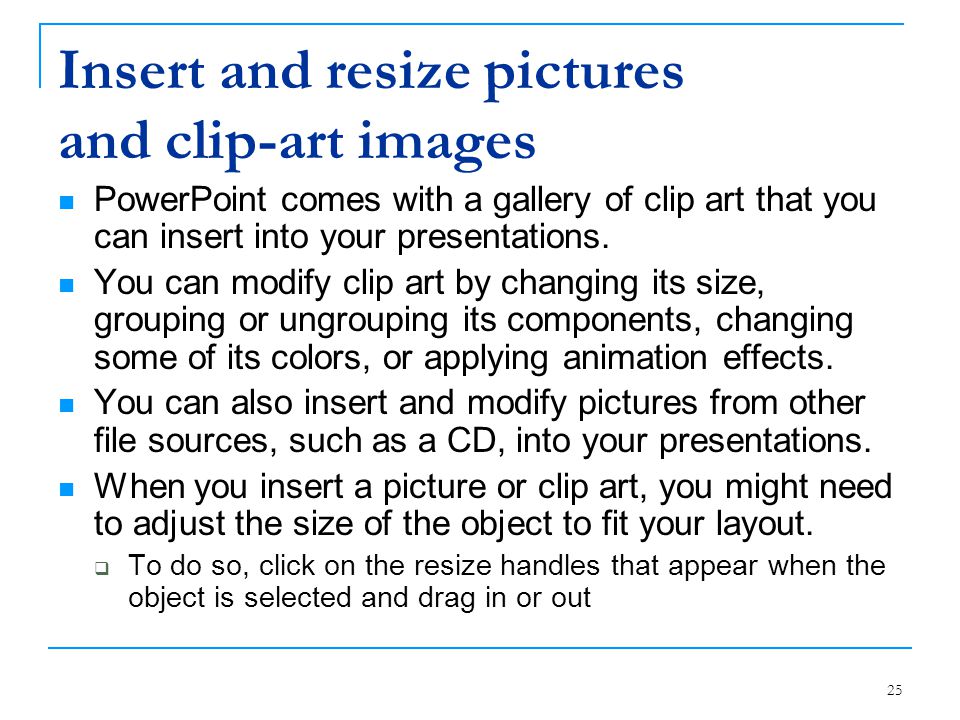 Insert and resize pictures and clip-art images