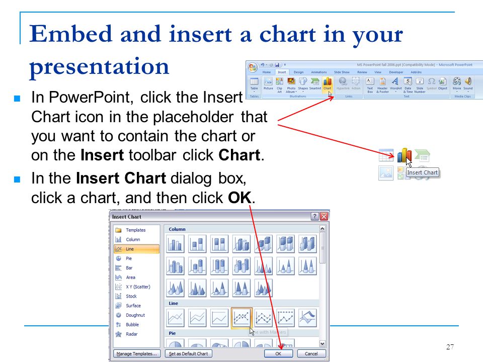 Embed and insert a chart in your presentation