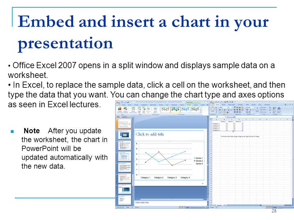 Embed and insert a chart in your presentation