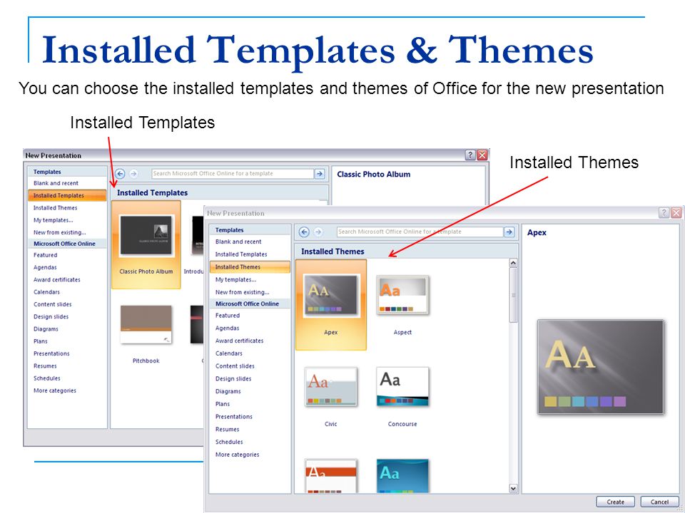 Installed Templates & Themes