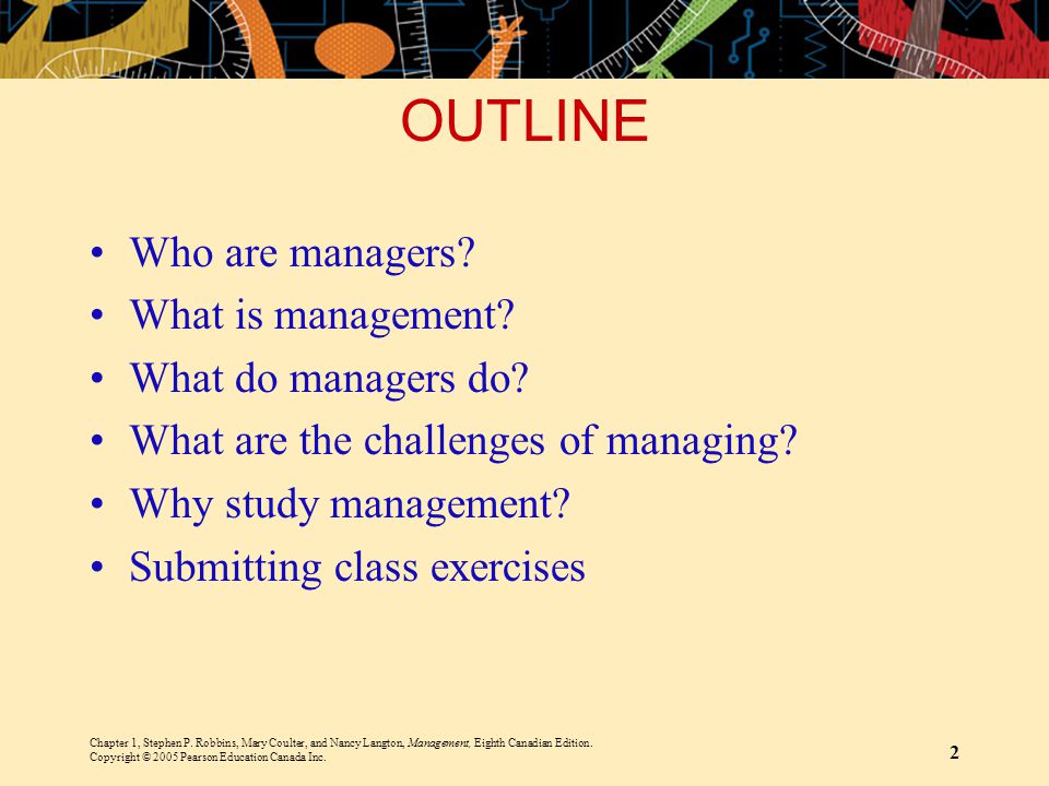 OUTLINE Who are managers What is management What do managers do