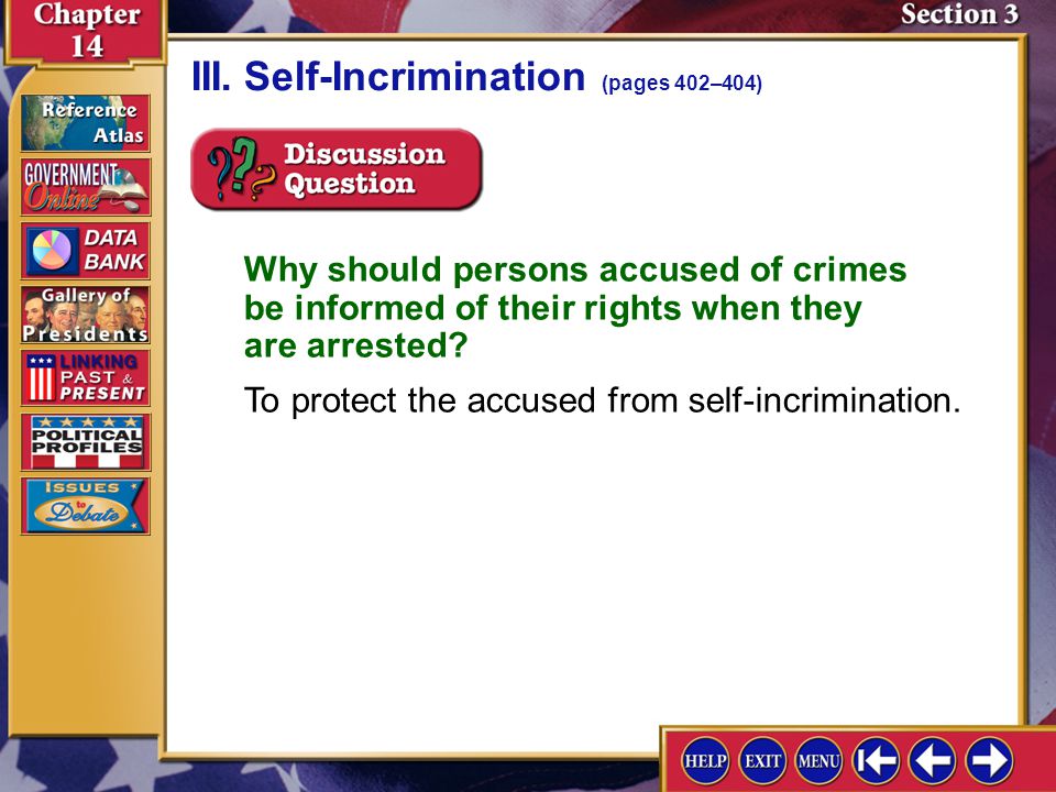 III. Self-Incrimination (pages 402–404)