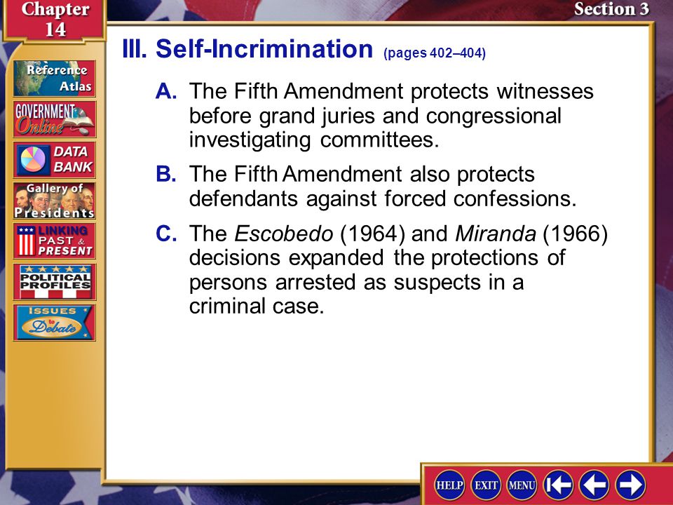 III. Self-Incrimination (pages 402–404)