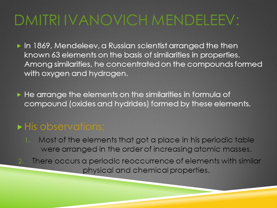 Dmitri Ivanovich Mendeleev: