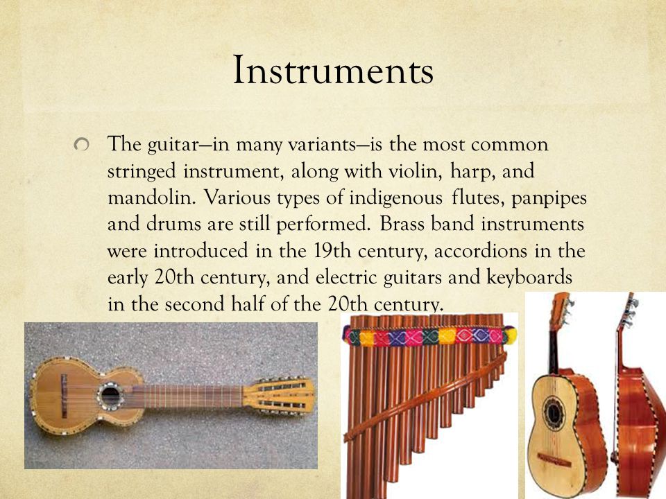 Different instruments used in on sale latin american music