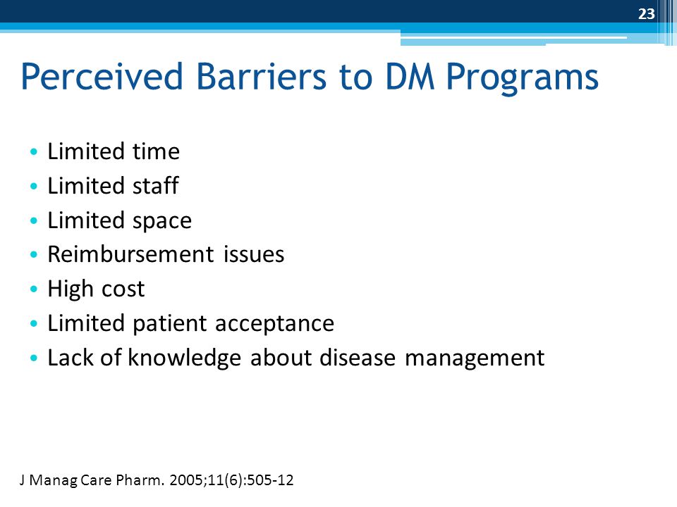 Perceived Barriers to DM Programs