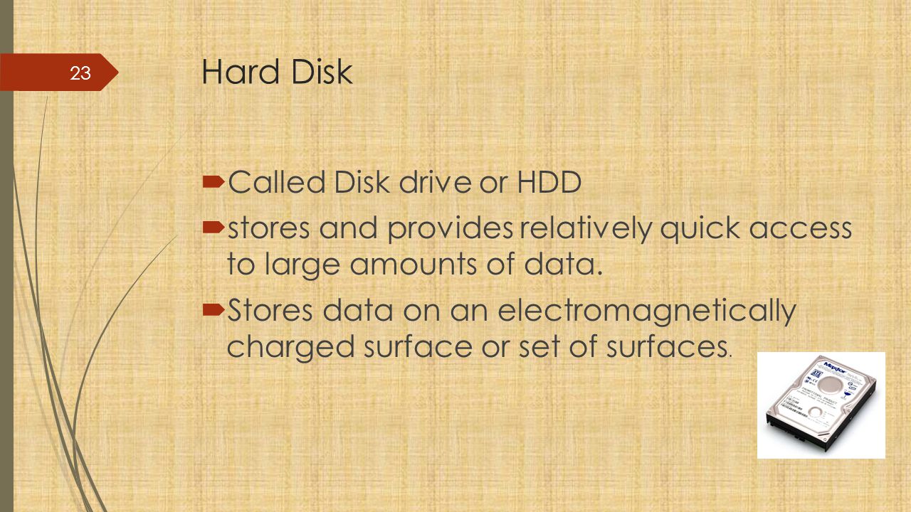 Hard Disk Called Disk drive or HDD