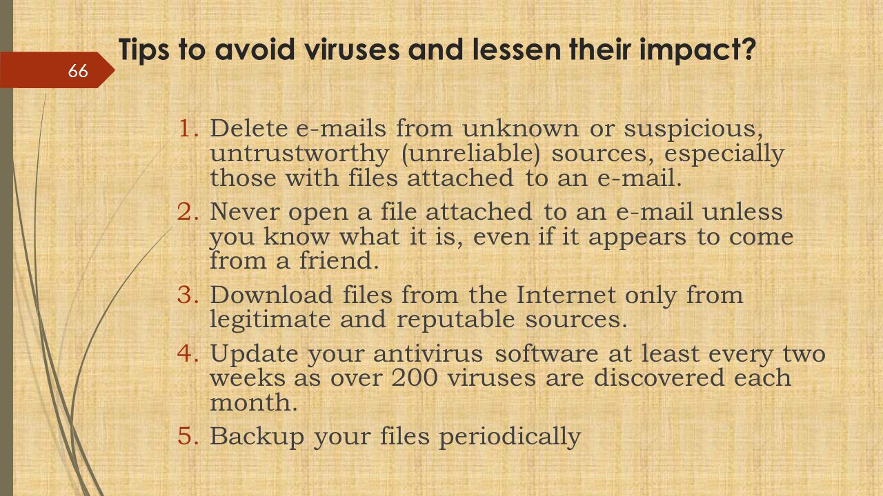Tips to avoid viruses and lessen their impact