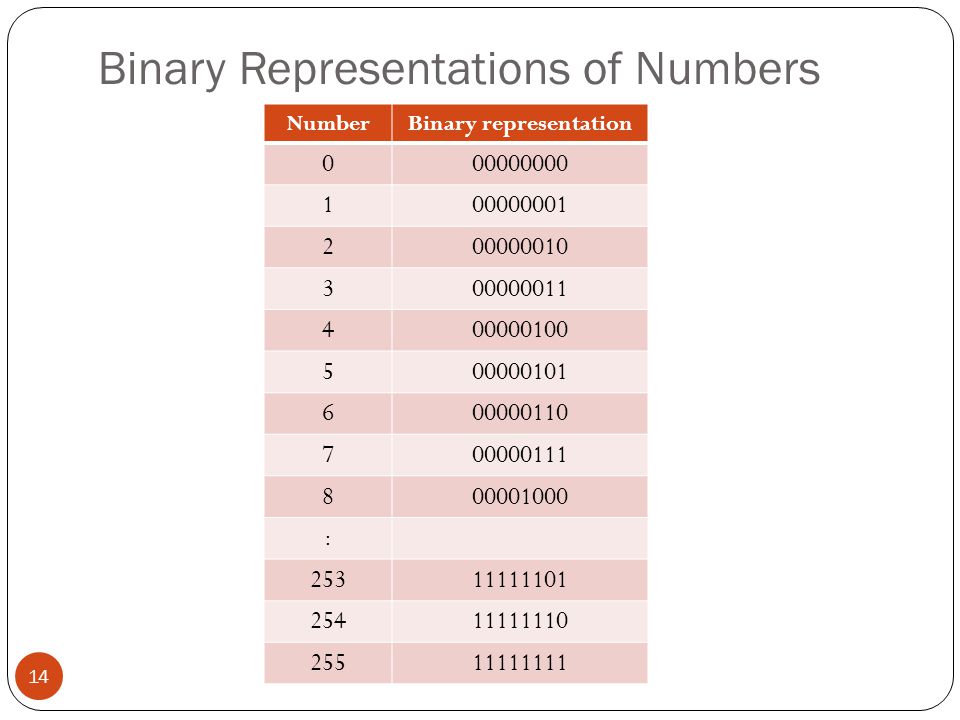 Binary Representations of Numbers