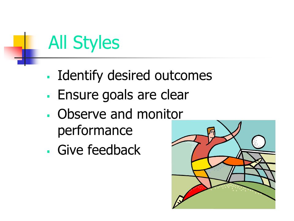 All Styles Identify desired outcomes Ensure goals are clear