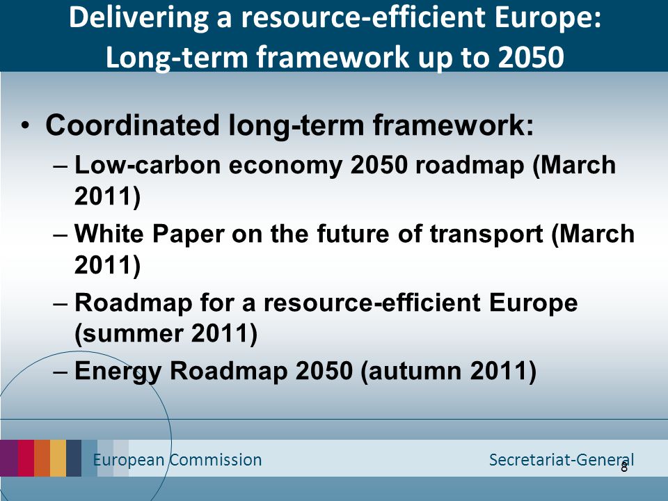 Delivering a resource-efficient Europe: Long-term framework up to 2050