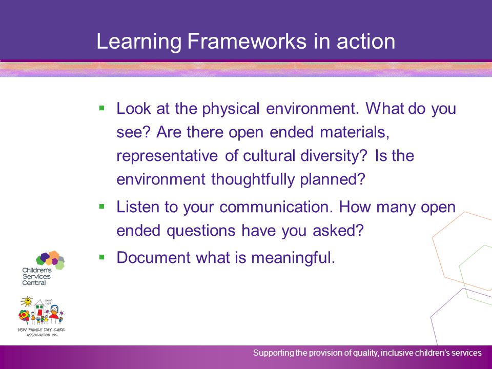 Learning Frameworks in action