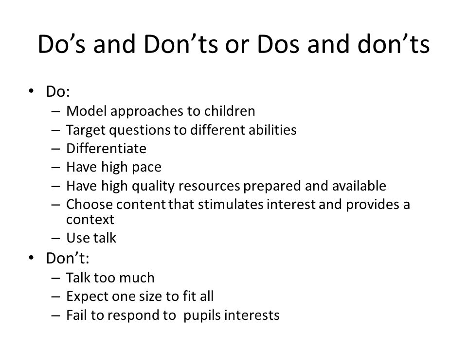 Do’s and Don’ts or Dos and don’ts