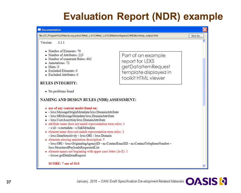 Evaluation Report (NDR) example