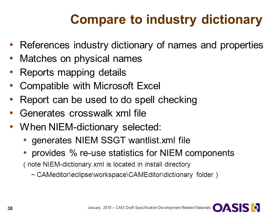 Compare to industry dictionary