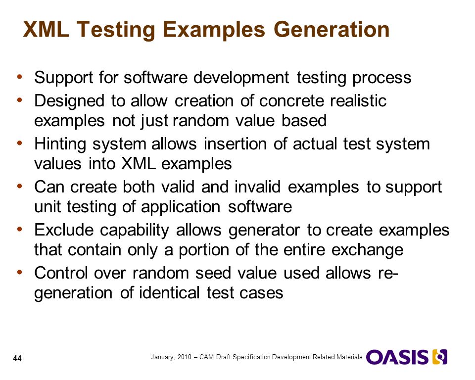 XML Testing Examples Generation